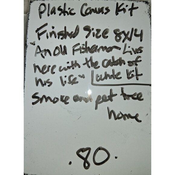 Plastic Canvas Kit "An Old Fisherman Lives Here With The Catch Of His Life" 8"x1 - Picture 6 of 6